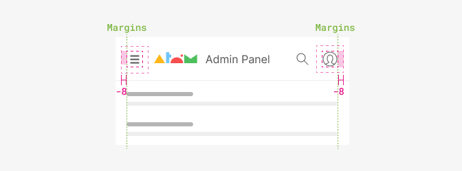Navigation topbar margins