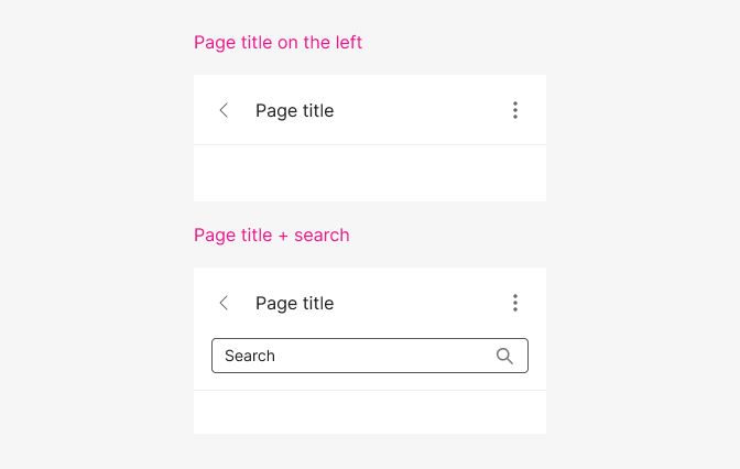 Navigation topbar detail page